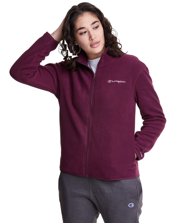 Champion Polar Fleece Full Zip Mock Neck Jas Dames - DonkerPaars - Belgie 3918OHWAI